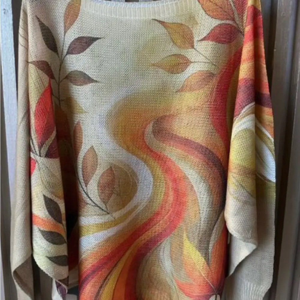 Womens Abstract Swirl Knit Sweater - Multicolor